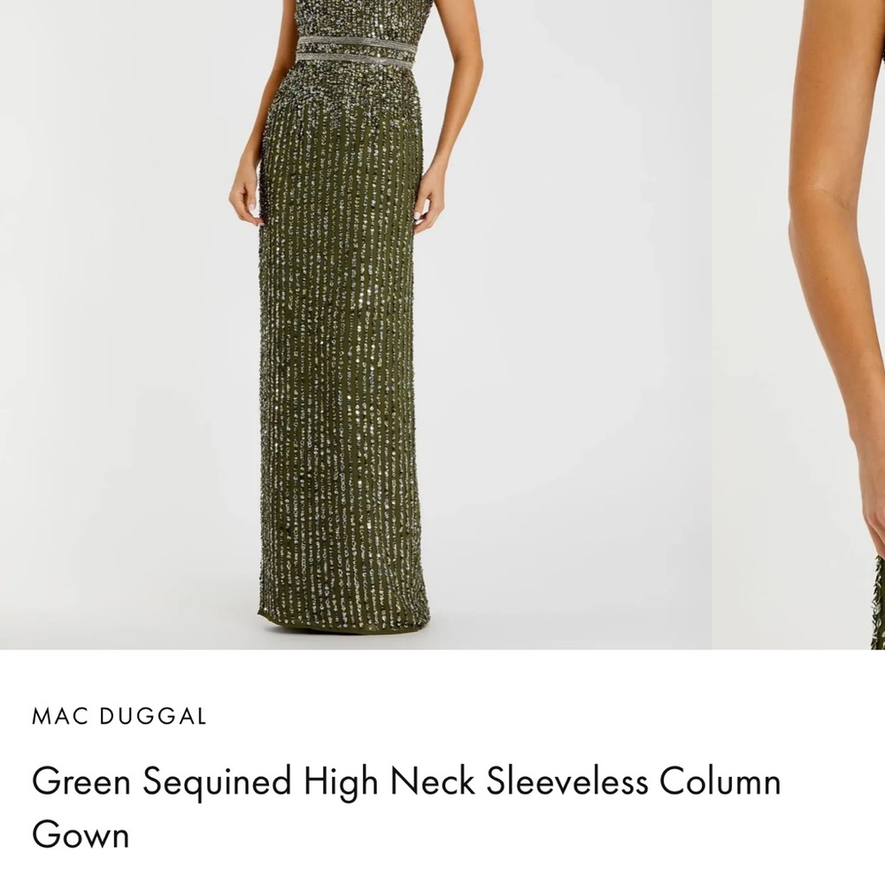 Mac Duggal Green Sequined Maxi Dress